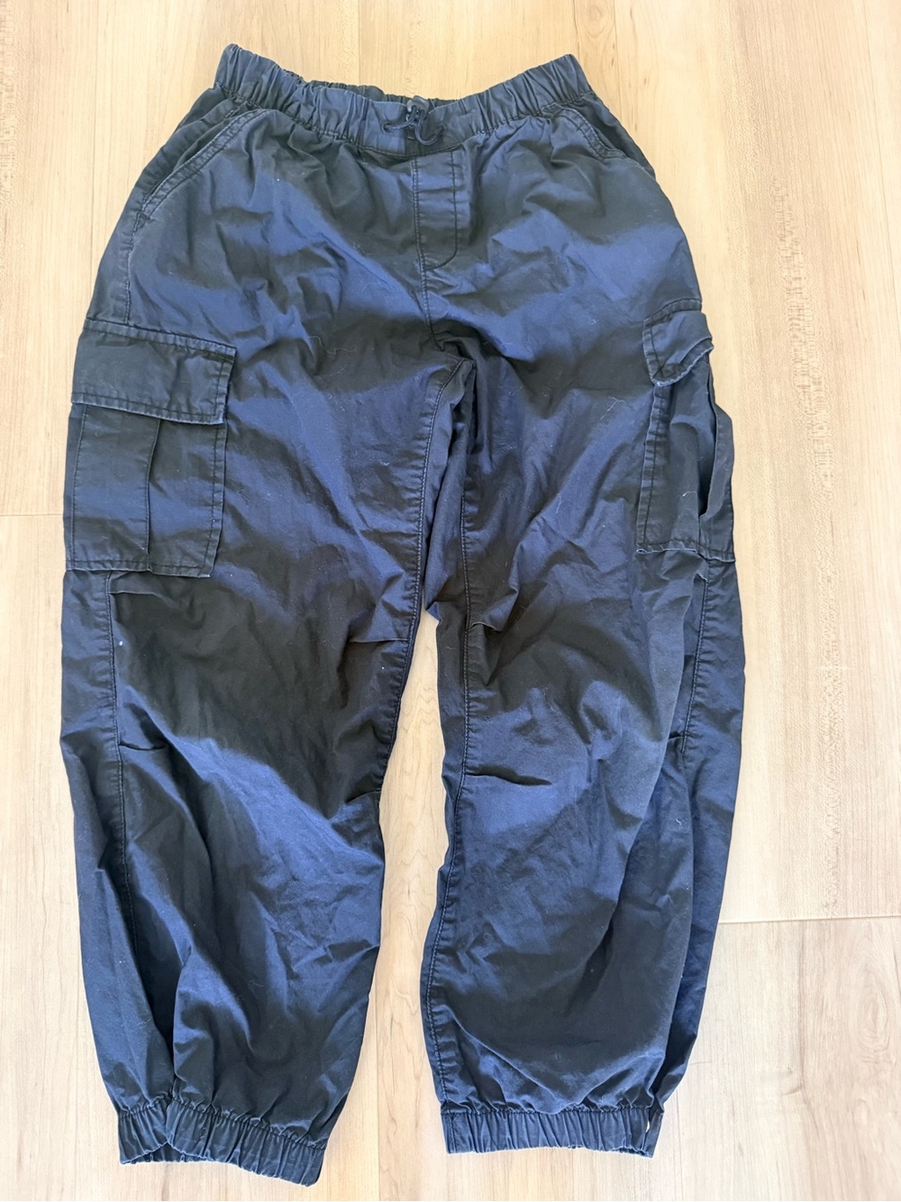 GAP Kids Black Parachute Cargo Pants with Elastic Cuffs